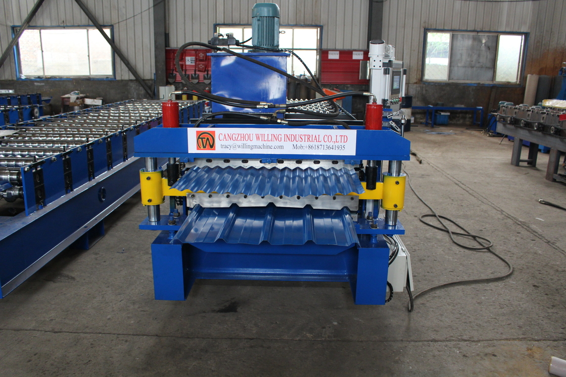 Çatı Sayfası Zemin Güverte Sayfası için 840/850 0.6mm Çift Katmanlı Rulo Şekillendirme Makinesi