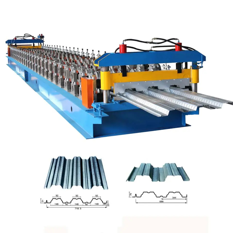 Tam Otomatik 0.3-0.8mm Çelik Zemin Güverte Rulo Şekillendirme Makinesi 5m / Dak