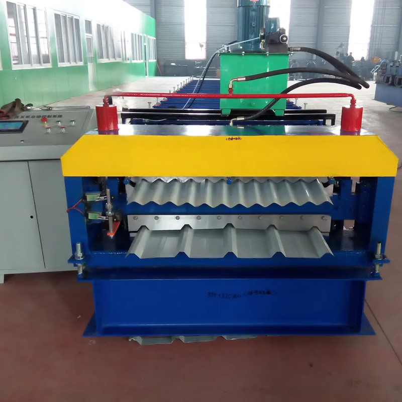 ISO 4kw Çift Katmanlı Rulo Şekillendirme Makinesi Oluklu Çatı ve 5 Nervürlü Çatı