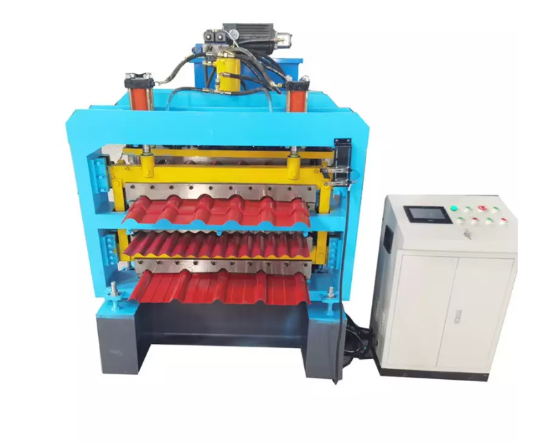 Özel bina malzemesi makineleri 5.5kw kesme gücü ve hidrolik kesme ile çatı paneli rulo şekillendirme makinesi