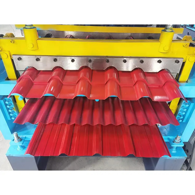 Özel bina malzemesi makineleri 5.5kw kesme gücü ve hidrolik kesme ile çatı paneli rulo şekillendirme makinesi