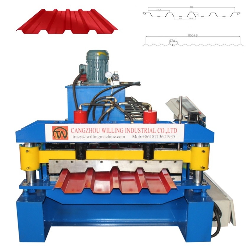 Güney Afrika için özel 686 IBR Trapezoidal ve 762 Gürültülü Çift Katmanlı Çatı Yapısı Makinesi