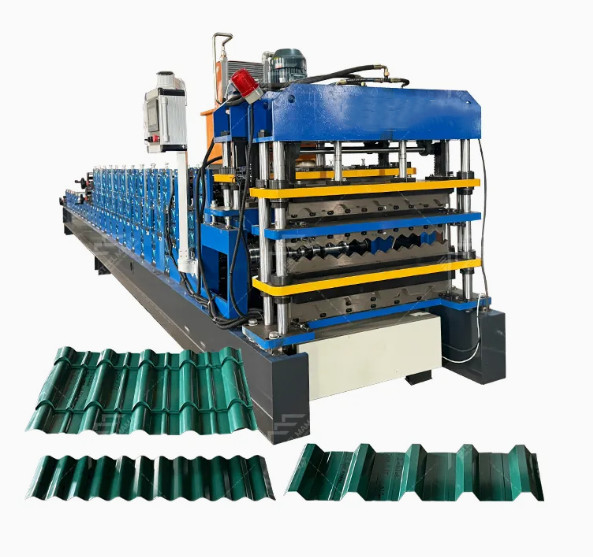 3 In 1 Metal Çelik Ibr Çatı Taşları Üç Profilli Rulo Oluşturma Makinesi Özel