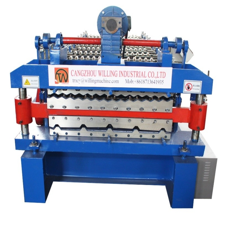PLC kontrol 0.3-0.6mm Çift Katmanlı Rulo Şekillendirme Makinesi 15m/Dakika PPGi Panel Çatı İçin