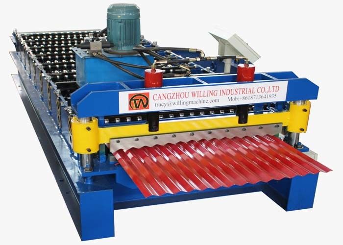 0.3-0.6mm Çatı Rulo Şekillendirme Makinesi PI / GGPI 9 Satır Oluklu Levha Yapma Makinesi