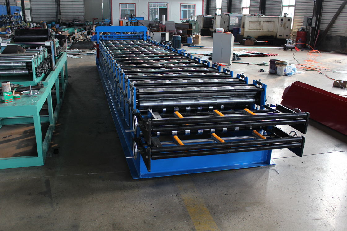 Metal Çelik Çatı İçin Plc Kontrol 0.3mm Çift Katmanlı Rulo Şekillendirme Makinesi