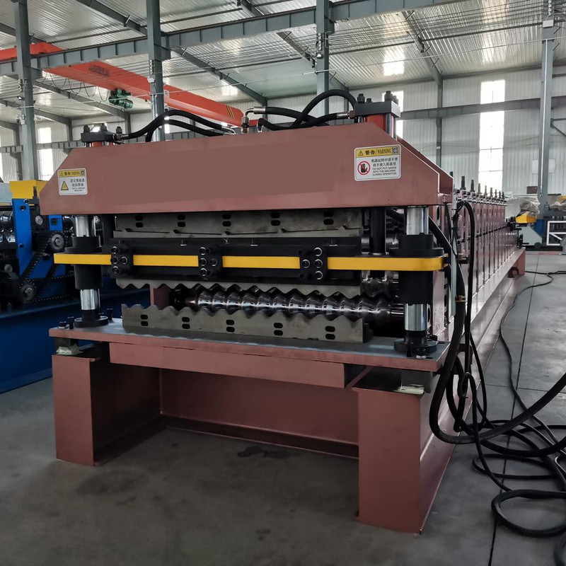 Ppgi Panel Çatı için Plc 0.80mm Çift Katmanlı Rulo Şekillendirme Makinesi 15m / Dak
