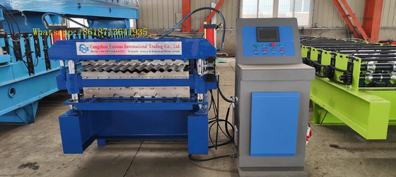 Çatı Sırlı Çini Ppgi Çift Katmanlı Rulo Şekillendirme Makinesi Plc Kontrolü